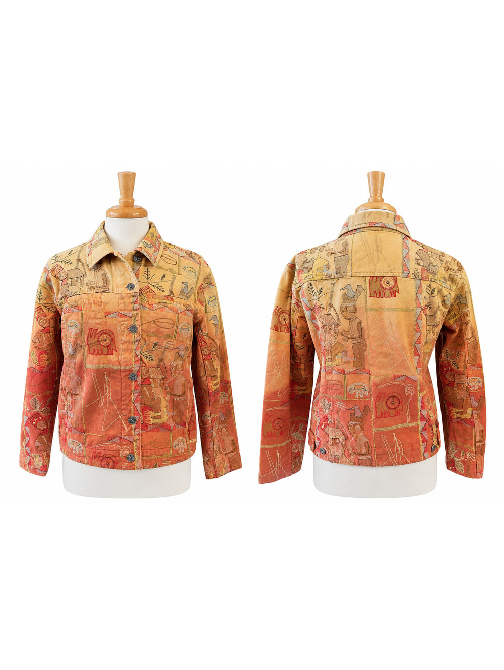 Vintage Chico's Design Embroidered Patchwork Cotton Jacket Southwestern